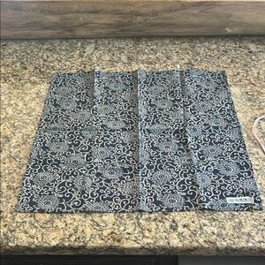 Brand New Kiriko Navy and White Floral Patterned Cotton Bandana NEOT